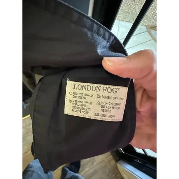 London Fog Black Button Front Hooded Long Regular Fit Trench Coat Size 14 - Picture 5 of 10